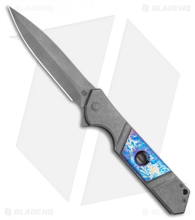 Olamic Cutlery Rainmaker Dagger Flipper Knife Entropic Blue/Ti (4.25" Dark SW) 1 Olamic Cutlery Rainmaker Dagger Flipper Knife Entropic Blue/Ti (4.25" Dark SW)