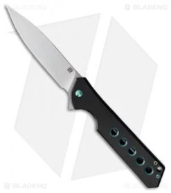 Olamic Cutlery Rainmaker Frame Lock Knife Black/Green Holes Ti (4.25" Satin)