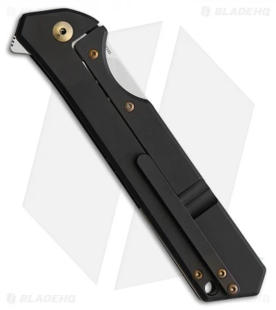 Olamic Cutlery Rainmaker Frame Lock Knife Black/Gold Holes Ti (4.25" Satin) 2 Olamic Cutlery Rainmaker Frame Lock Knife Black/Gold Holes Ti (4.25" Satin) - Image 2