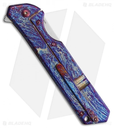 Olamic Cutlery Rainmaker Harpoon Knife Entropic Ti/Purple HW (4.25" Satin) 2 Olamic Cutlery Rainmaker Harpoon Knife Entropic Ti/Purple HW (4.25" Satin) - Image 2