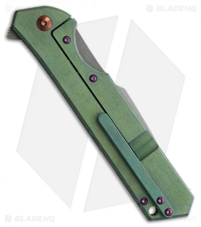 Olamic Cutlery Rainmaker Harpoon Knife Green Kinetic Rain Ti (4.25" Dark SW) 2 Olamic Cutlery Rainmaker Harpoon Knife Green Kinetic Rain Ti (4.25" Dark SW) - Image 2