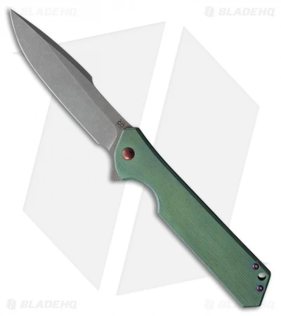 Olamic Cutlery Rainmaker Harpoon Knife Green Kinetic Rain Ti (4.25" Dark SW) 1 Olamic Cutlery Rainmaker Harpoon Knife Green Kinetic Rain Ti (4.25" Dark SW)