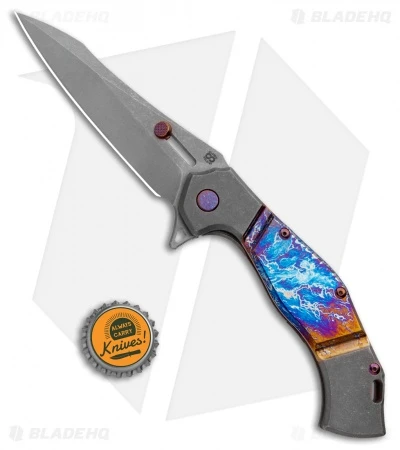 Olamic Cutlery Soloist Agent Frame Lock Knife Entropic Titanium (4.3" Dark Wash) 4 Olamic Cutlery Soloist Agent Frame Lock Knife Entropic Titanium (4.3" Dark Wash) - Image 4