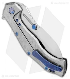 Olamic Cutlery Soloist Scout Frame Lock Knife Frosty Titanium (4.3" Satin) -Blade Vault Olamic Cutlery Soloist Scout FL Frosty Ti Blue Holes Satin BHQ 103504 jr side