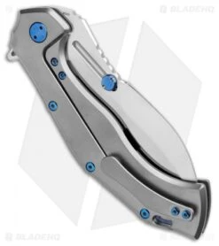 Olamic Cutlery Soloist Scout Frame Lock Knife Ti/Blue Mammoth Inlay (4.3" Satin) -Blade Vault Olamic Cutlery Soloist Scout FL Ti Blue Mammoth Inlay Satin BHQ 103512 jr side