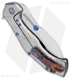 Olamic Cutlery Soloist Scout Frame Lock Knife Frosty/Timascus Clip (4.3" Satin) -Blade Vault Olamic Cutlery Soloist Scout FL Ti Frosty Timascus Clip Satin BHQ 103516 jr side