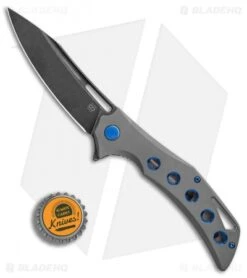 Olamic Cutlery Swish Flipper Frame Lock Knife Darkblast Ti (3.75" PVD SW) 7 Olamic Cutlery Swish Flipper Frame Lock Knife Darkblast Ti (3.75" PVD SW) -Blade Vault Olamic Cutlery Swish Blue SW Holes Ti PVD SW BHQ 87538 er bottlecap