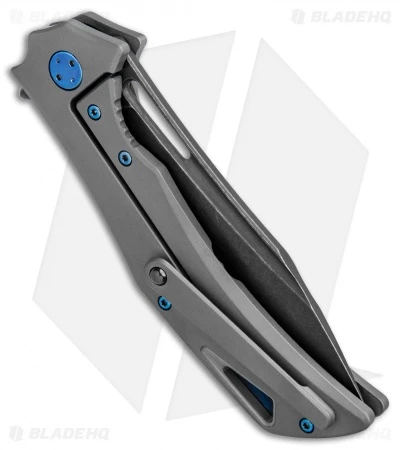 Olamic Cutlery Swish Flipper Frame Lock Knife Darkblast Ti (3.75" PVD SW) 2 Olamic Cutlery Swish Flipper Frame Lock Knife Darkblast Ti (3.75" PVD SW) - Image 2