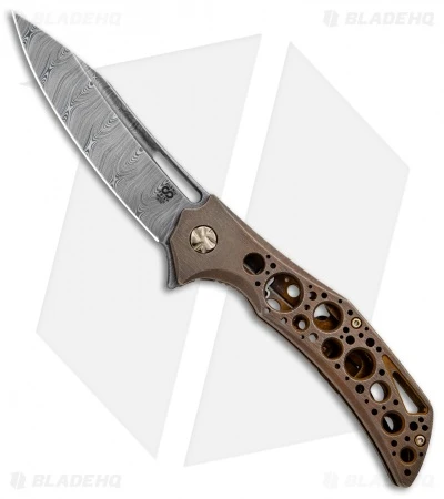 Olamic Cutlery Swish Frame Lock Knife Kinetic Acid Rain Bronze (3.75" Damasteel) 1 Olamic Cutlery Swish Frame Lock Knife Kinetic Acid Rain Bronze (3.75" Damasteel)