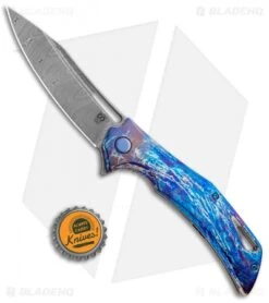 Olamic Cutlery Swish Frame Lock Knife Entropic Ti (3.75" Damasteel) -Blade Vault Olamic Cutlery Swish FL Entropic Ti Damasteel BHQ 96354 jr bottlecap