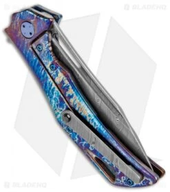 Olamic Cutlery Swish Frame Lock Knife Entropic Ti (3.75" Damasteel) -Blade Vault Olamic Cutlery Swish FL Entropic Ti Damasteel BHQ 96354 jr side