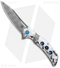 Olamic Cutlery Swish Frame Lock Knife Rocky W/Damasteel Inlay (3.75" Damasteel)
