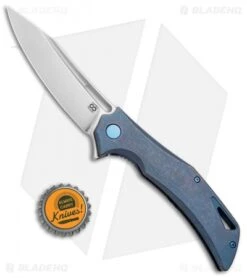Olamic Cutlery Swish Flipper Frame Lock Knife Kinetic Sky Blue (3.75" Satin) -Blade Vault Olamic Cutlery Swish Flipper FL Kinetic Sky Satin BHQ 74072 jr bottlecap