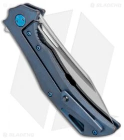 Olamic Cutlery Swish Flipper Frame Lock Knife Kinetic Sky Blue (3.75" Satin) -Blade Vault Olamic Cutlery Swish Flipper FL Kinetic Sky Satin BHQ 74072 jr side