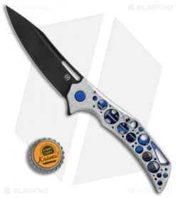 Olamic Cutlery Swish LTW Frame Lock Knife Jeweled Acid Rain Ti (3.75" Black PVD) -Blade Vault Olamic Cutlery Swish LTW Jeweled Acid Rain Ti Black PVD BHQ 77396 er bottlecap