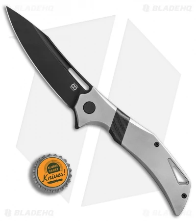 Olamic Cutlery Swish Frame Lock Knife Titanium W/ CF Insert (3.75" Black PVD) 4 Olamic Cutlery Swish Frame Lock Knife Titanium W/ CF Insert (3.75" Black PVD) - Image 4