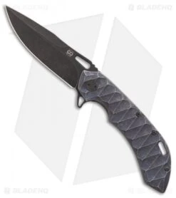 Blade Vault 16 Olamic Wayfarer 247 Frame Lock Knife Bluewash Scalloped Ti (3.5" Black SW)