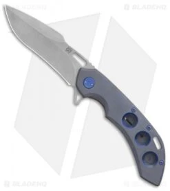 Olamic Wayfarer 247 Harpoon Knife Blue Kinetic Sky Ti 3-Hole (3.5" SW)
