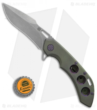 Olamic Wayfarer 247 Harpoon Knife Kinetic Rainforest Ti 3-Hole (3.5" SW) 4 Olamic Wayfarer 247 Harpoon Knife Kinetic Rainforest Ti 3-Hole (3.5" SW) - Image 4