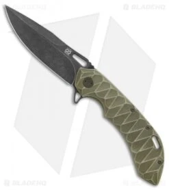 Blade Vault 14 Olamic Wayfarer 247 Frame Lock Knife Military Green Scallop Ti (3.5" Black SW)