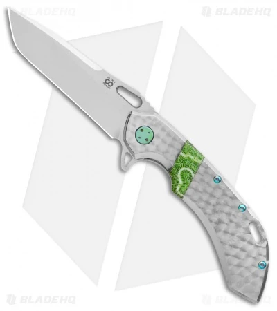 Olamic Wayfarer 247 Tanto Jeweled Ti W/ Green Coral Inlay (3.5" Satin) 1 Olamic Wayfarer 247 Tanto Jeweled Ti W/ Green Coral Inlay (3.5" Satin)