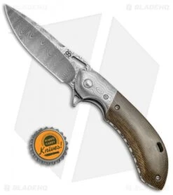 Olamic Cutlery Wayfarer Compact Flipper Knife Green Micarta/HCVD (3.5" Damascus) -Blade Vault Olamic Cutlery Wayfarer Compact Green Micarta HCVD Damascus WC331 BHQ 71430 jr bottlecap