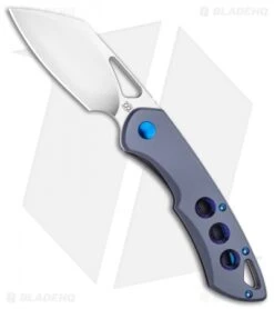 Olamic Cutlery WhipperSnapper Knife Blue Ti /w Holes Sheepsfoot (2.75" Satin)