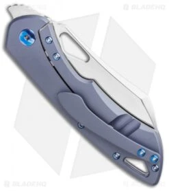 Olamic Cutlery WhipperSnapper Knife Blue Ti /w Holes Wharncliffe (2.75" Satin) -Blade Vault Olamic Cutlery WhipperSnapper Knife Blue Ti w Holes Wharncliffe 2.75 Satin BHQ 116910 LS Side