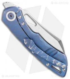 Olamic Cutlery WhipperSnapper Knife Ti Wharncliffe (2.75" Satin) Blue Spine 3 -Blade Vault Olamic Cutlery WhipperSnapper Knife Ti Wharncliffe 2.75 Satin Blue Spine 3 BHQ 116845 LS Side