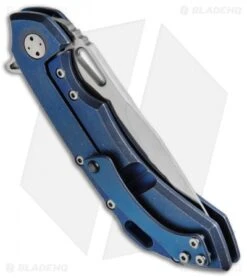 Olamic Wayfarer 247 Frame Lock Knife Blue SW Ti Polished Holes (3.5" M390 Satin) 5 Olamic Wayfarer 247 Frame Lock Knife Blue SW Ti Polished Holes (3.5" M390 Satin) -Blade Vault Olamic Wayfarer 247 Blue SW Ti Polished Holes BHQ 50591 jr side