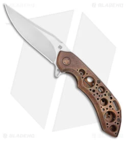 Olamic Wayfarer 247 Bowie Knife Antique Acid Rain W/ Bronze (3.5" Satin S90V)
