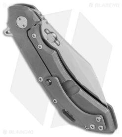 Olamic Wayfarer 247 Cutlass Knife Blasted Ti W/ Satin Holes (3.5" Satin S90V) -Blade Vault Olamic Wayfarer 247 Cutlass Blasted Ti Satin Holes Satin BHQ 174967 jr side