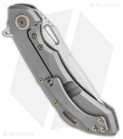 Olamic Wayfarer 247 Frame Lock Knife Dark Blast Ti/3 Hole Tanto (3.5") -Blade Vault Olamic Wayfarer 247 FL Dark Blast Ti 3 Hole Tanto Satin BHQ 115525 jr side