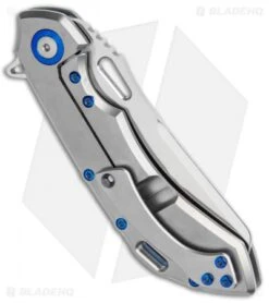 Olamic Wayfarer 247 Frame Lock Knife Light Blast Ti/5 Hole Sheepsfoot (3.5") -Blade Vault Olamic Wayfarer 247 FL Light Blast Ti 5 Hole Sheepsfoot Satin BHQ 115531 jr side