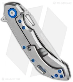 Olamic Wayfarer 247 Frame Lock Knife Light Blast Ti/5 Hole Tanto (3.5") -Blade Vault Olamic Wayfarer 247 FL Light Blast Ti 5 Hole Tanto Satin BHQ 115535 jr side