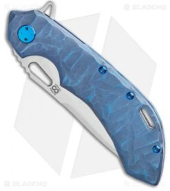 Blade Vault -Blade Vault Olamic Wayfarer 247 Frame Lock Knife Blue Rock Ti Tanto 3.5in BHQ 115544 LS Spine