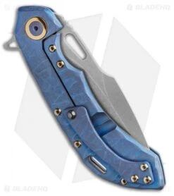 Olamic Wayfarer 247 Frame Lock Knife Blue Rock Ti/5 Hole Harpoon (3.5") 6 Olamic Wayfarer 247 Frame Lock Knife Blue Rock Ti/5 Hole Harpoon (3.5") -Blade Vault Olamic Wayfarer 247 Frame Lock Knife Blue Rock Ti5 Hole Harpoon 3.5in BHQ 115555 LS Side
