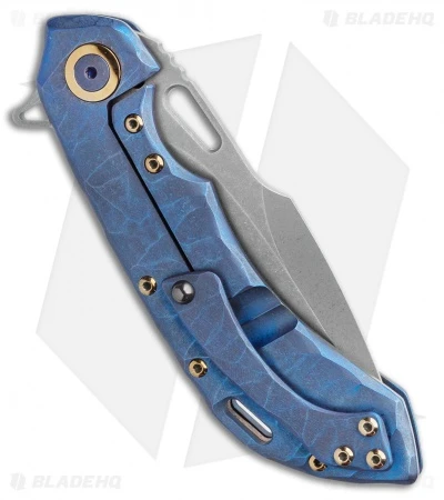 Olamic Wayfarer 247 Frame Lock Knife Blue Rock Ti/5 Hole Harpoon (3.5") 3 Olamic Wayfarer 247 Frame Lock Knife Blue Rock Ti/5 Hole Harpoon (3.5") - Image 3