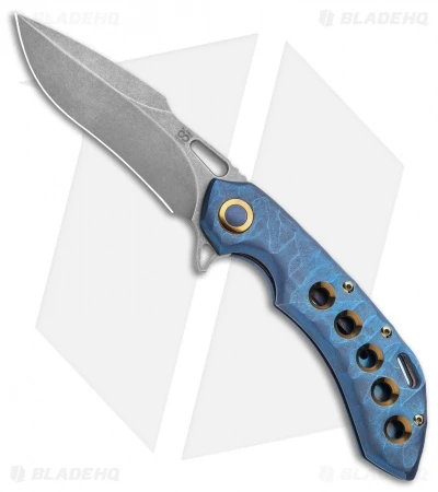Olamic Wayfarer 247 Frame Lock Knife Blue Rock Ti/5 Hole Harpoon (3.5") 1 Olamic Wayfarer 247 Frame Lock Knife Blue Rock Ti/5 Hole Harpoon (3.5")