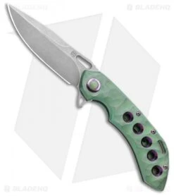 Olamic Wayfarer 247 Frame Lock Knife Green Rock Ti/5 Hole Spear Point (3.5")