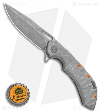 Olamic Wayfarer 247 Frame Lock Knife Orange/Rock Ti Spear Point (3.5" ASW) 4 Olamic Wayfarer 247 Frame Lock Knife Orange/Rock Ti Spear Point (3.5" ASW) - Image 4