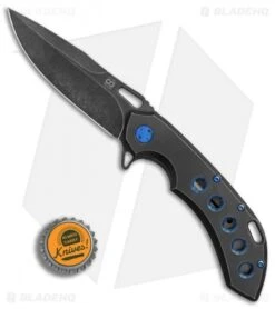 Olamic Wayfarer 247 Frame Lock Knife Holes PVD Wash Ti (3.5" Black PVD Wash) -Blade Vault Olamic Wayfarer 247 Holes PVD Wash Ti black PVD wash BHQ 77408 er bottlecap
