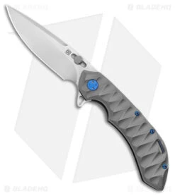Olamic Wayfarer 247 Purist Knife Scalloped Ti W/ Blue Accents (3.5" Satin S90V)