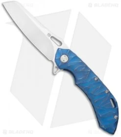 Olamic Wayfarer 247 Sheepsfoot Frame Lock Knife Blue Seabed Ti (3.5" Satin)