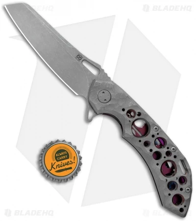 Olamic Wayfarer 247 Sheepsfoot Frame Lock Knife Purple Rim Rock Ti (3.5" SW) 4 Olamic Wayfarer 247 Sheepsfoot Frame Lock Knife Purple Rim Rock Ti (3.5" SW) - Image 4