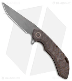 Olamic Wayfarer 247 Tanto 2 Knife Flamed Ti W/ Bronze Collar (3.5" SW S90V)