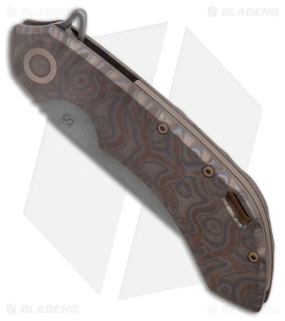 Olamic Wayfarer 247 Tanto 2 Knife Flamed Ti W/ Bronze Collar (3.5" SW S90V) 2 Olamic Wayfarer 247 Tanto 2 Knife Flamed Ti W/ Bronze Collar (3.5" SW S90V) - Image 2