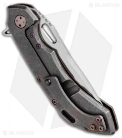 Olamic Wayfarer 247 Tanto Knife Darkblast Ti/Purple Holes (3.5" Satin) 6 Olamic Wayfarer 247 Tanto Knife Darkblast Ti/Purple Holes (3.5" Satin) -Blade Vault Olamic Wayfarer 247 Tanto Darkblast Ti Purple Holes Satin BHQ 91560 jr side