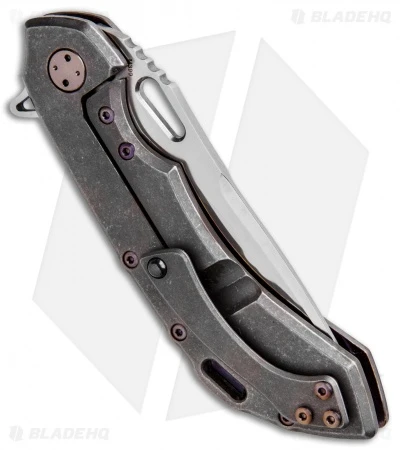 Olamic Wayfarer 247 Tanto Knife Darkblast Ti/Purple Holes (3.5" Satin) 3 Olamic Wayfarer 247 Tanto Knife Darkblast Ti/Purple Holes (3.5" Satin) - Image 3