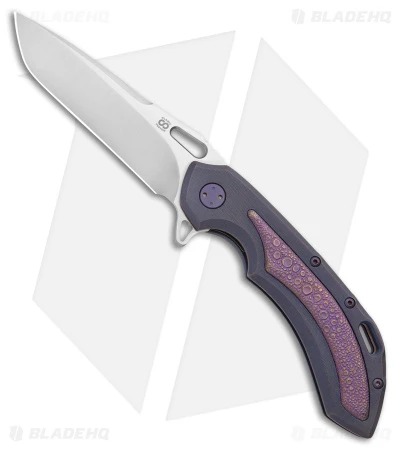 Olamic Wayfarer 247 Tanto Knife ISolo Purple Ti Carved Inlay (3.5" Satin M390) 1 Olamic Wayfarer 247 Tanto Knife ISolo Purple Ti Carved Inlay (3.5" Satin M390)